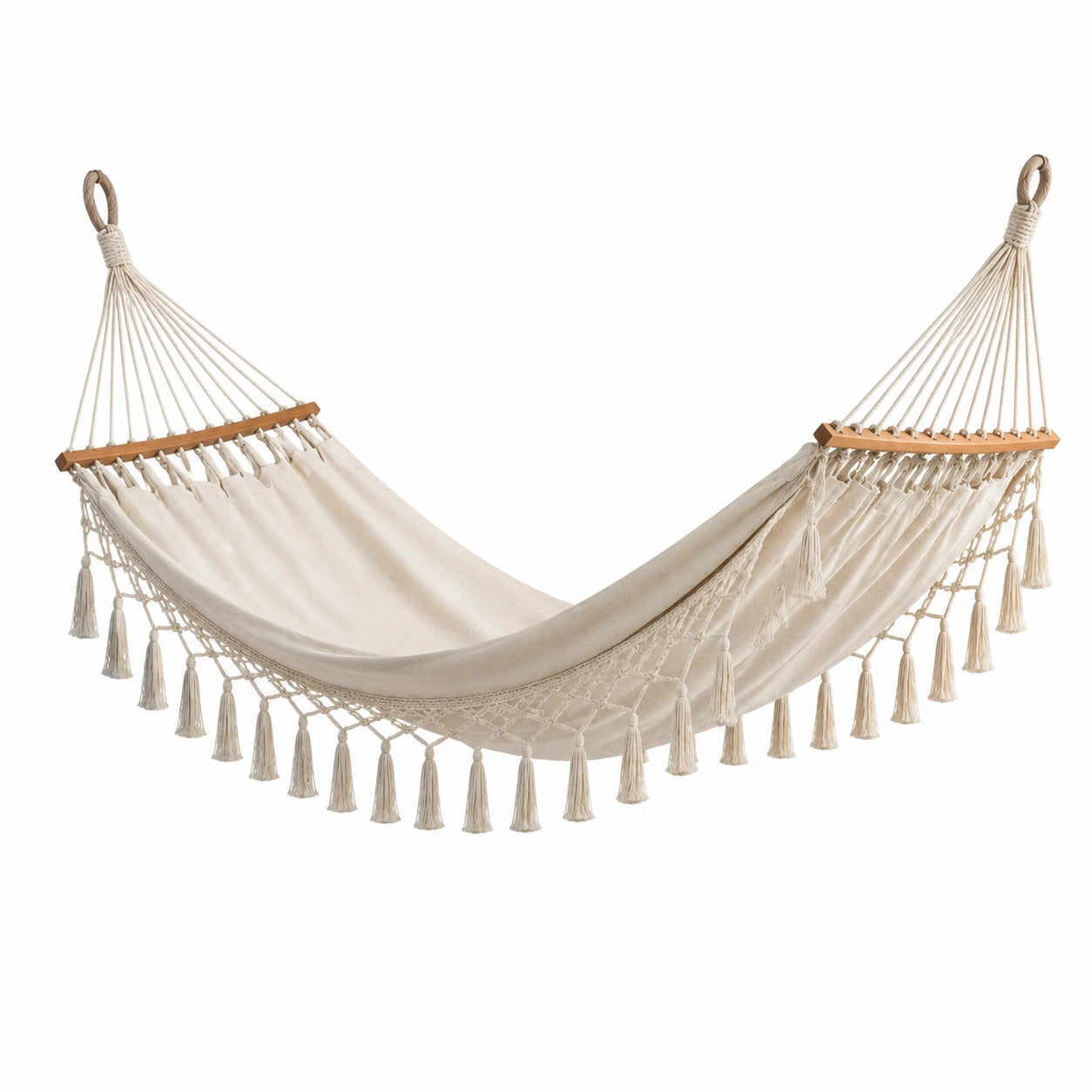 Amaca in Cotone Beige con Frange