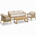 Set salotto da giardino in legno e tessuto beige