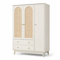 Armadio 3 Ante Rattan e Cassetti MDF