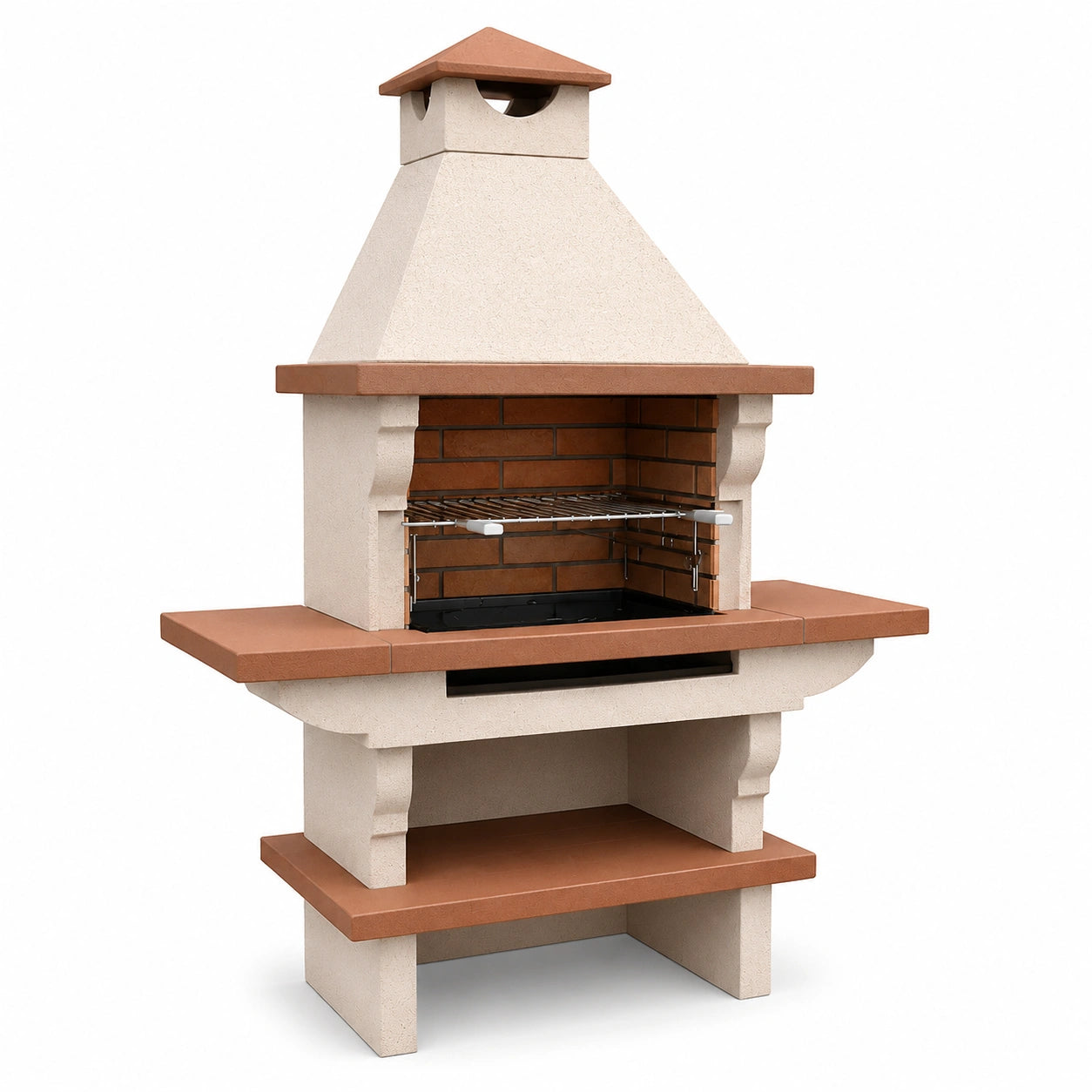 Barbecue da esterno in calcestruzzo con griglia in acciaio 150x70x200 cm