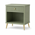 Comodino in Legno MDF Verde con Gambe Metalliche