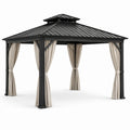 Gazebo in Metallo con Tetto in Acciaio e Tende in Poliestere 400x300 cm