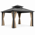 Gazebo da Esterno in Alluminio con Tende Beige