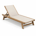 Lettino da giardino in legno e poliestere beige
