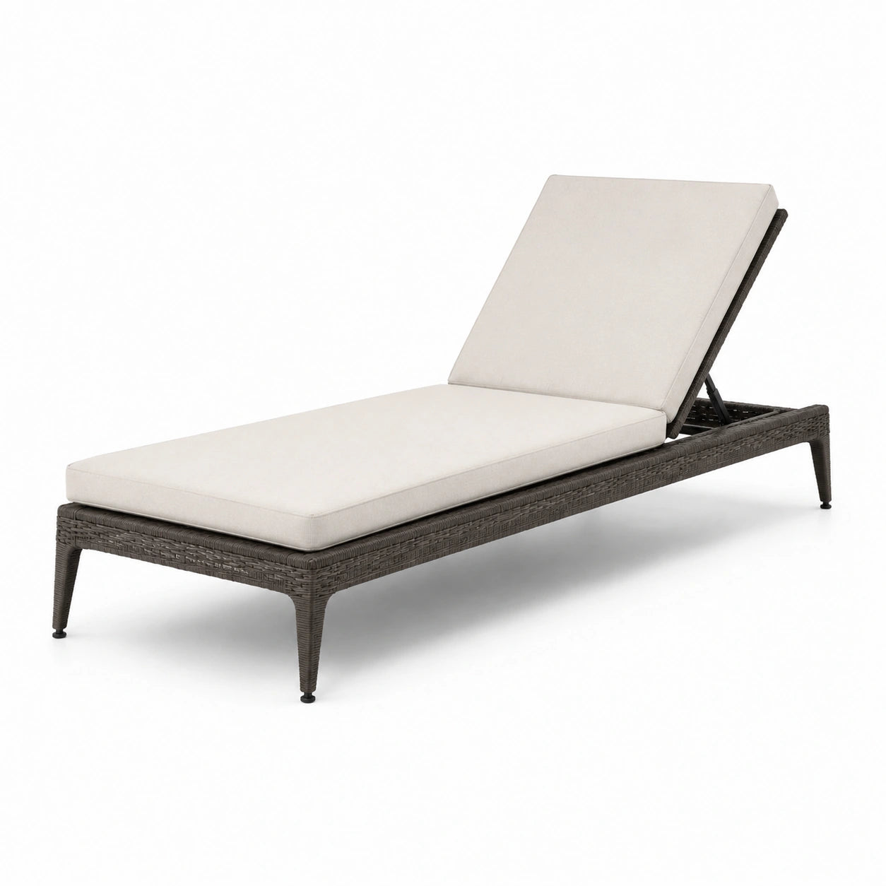 Rattan Lettino da Giardino Regolabile con Cuscino Crema