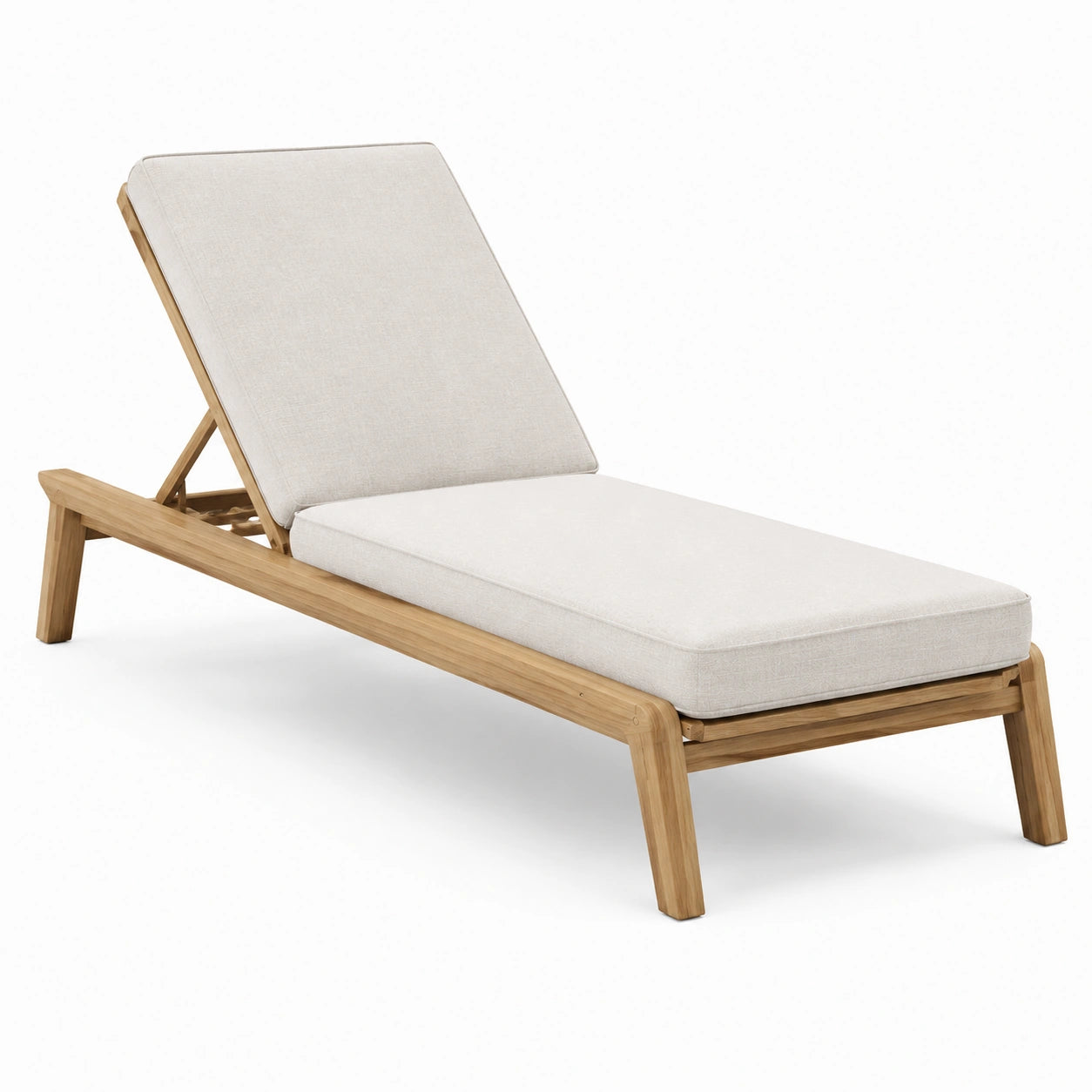 Lettino Prendisole in Teak con Cuscino Beige