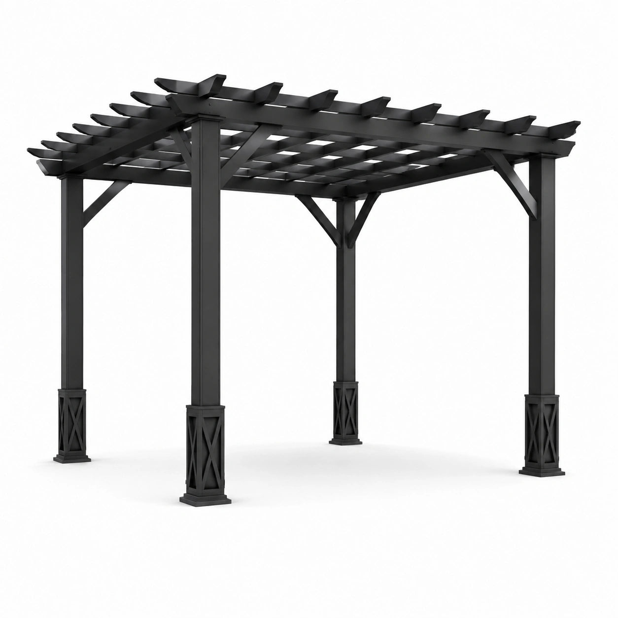 Pergola da Giardino in Metallo Nero 3x3 m